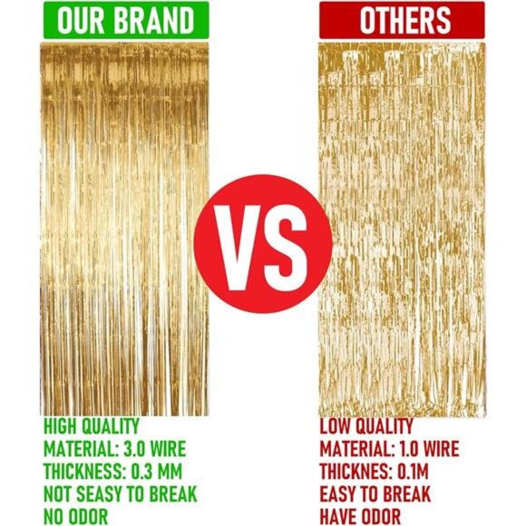 2 Pack Metallic Tinsel Foil Backdrop Curtains - 3x8ft Photo Booth Background - Picture 3 of 8